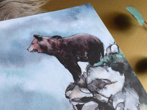 "Edge of Adventure" Woodland Bear Art Print