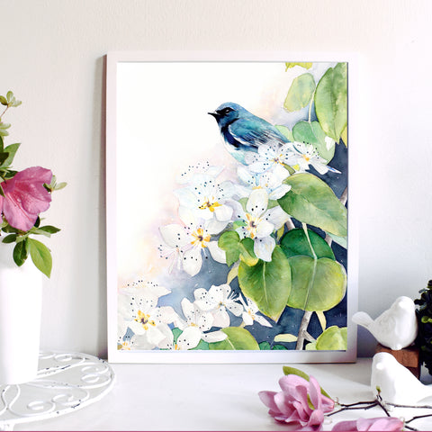 "Gracie's View" Bird Floral Art Print