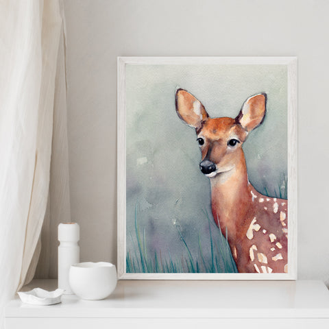 "Through the Thicket" Woodland Deer Art Print